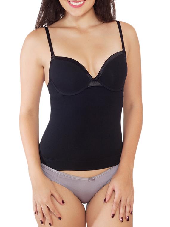 black polyester shaper camisole - 10699206 - Zoom Image - 1
