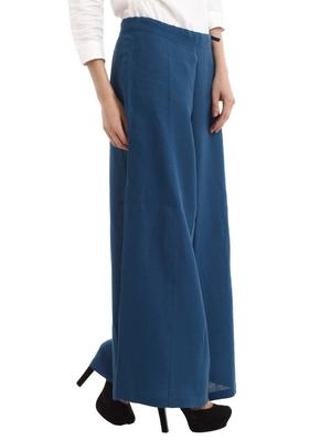 blue linen palazzos - 10700552 - Standard Image - 2