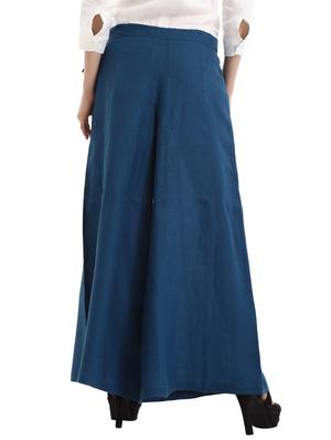 blue linen palazzos - 10700552 - Standard Image - 3