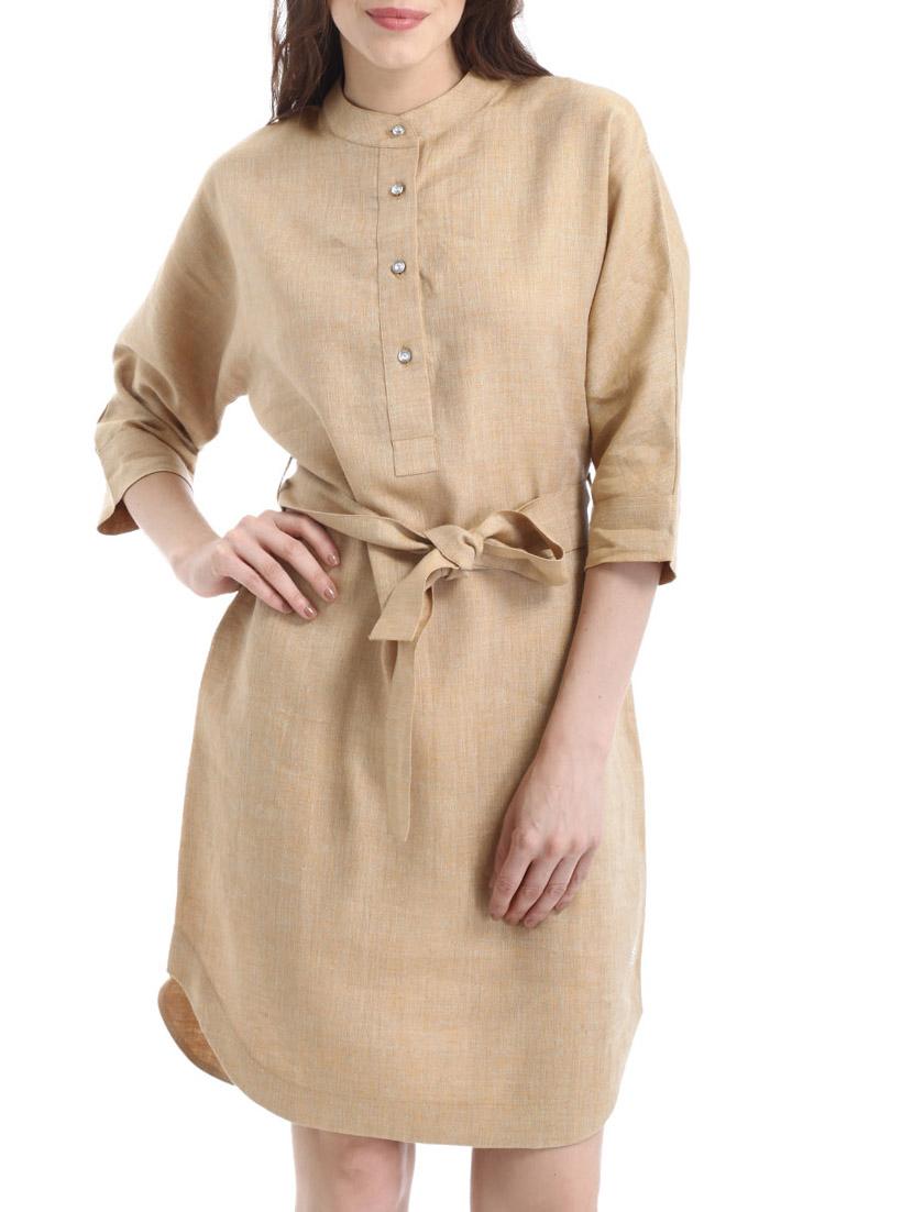 beige linen casual dress - 10700558 - Zoom Image - 1