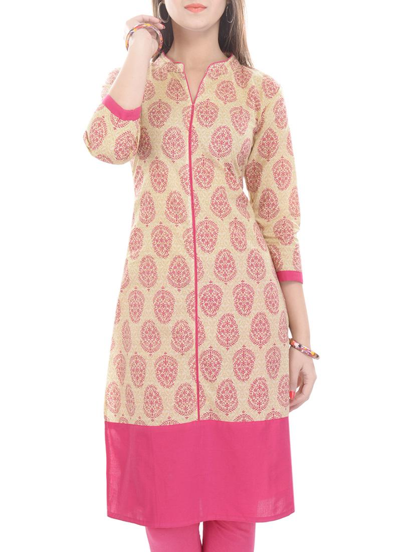 pink cotton kurta - 10710752 - Zoom Image - 1