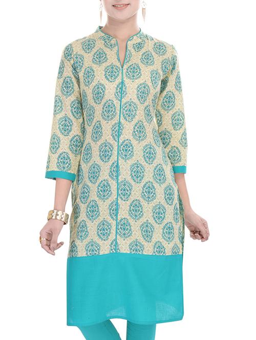 blue cotton kurta - 10710761 - Standard Image - 1