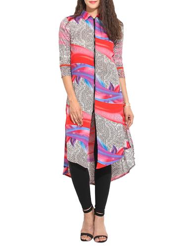 multi colored poly crepe kurta - 10722134 - Very Small Image - 1