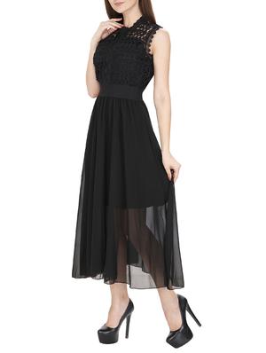 laced detail gathered maxi dress - 10724390 - Standard Image - 2