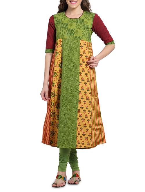 green aline kurta - 1073555 - Standard Image - 1