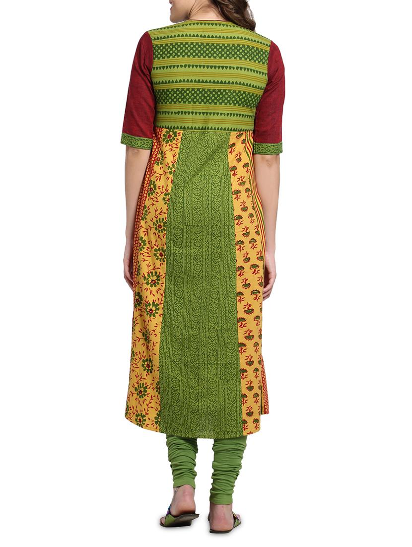 green aline kurta - 1073555 - Zoom Image - 3