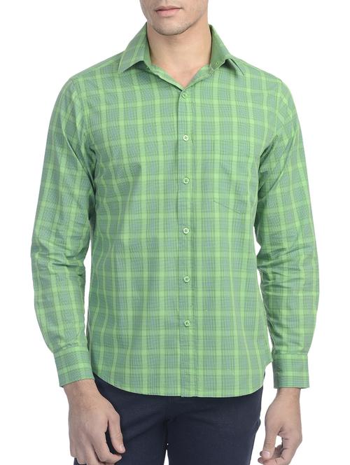 green cotton casual shirt - 10736519 - Standard Image - 1
