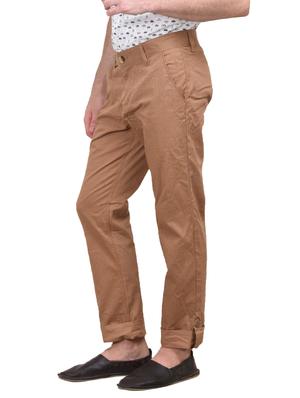 brown cotton flat front trouser - 10736843 - Standard Image - 2