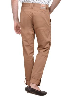 brown cotton flat front trouser - 10736843 - Standard Image - 3