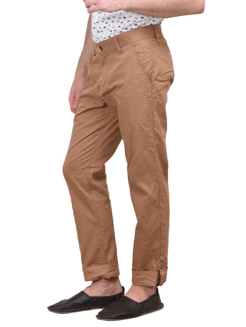 brown cotton flat front trouser - 10736843 - Zoom Image - 2