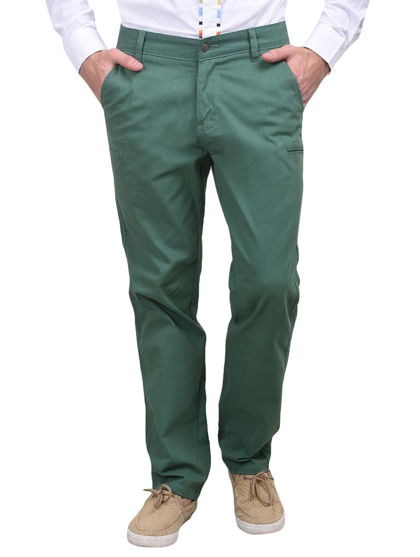 green cotton casual trousers - 10736847 - Zoom Image - 1