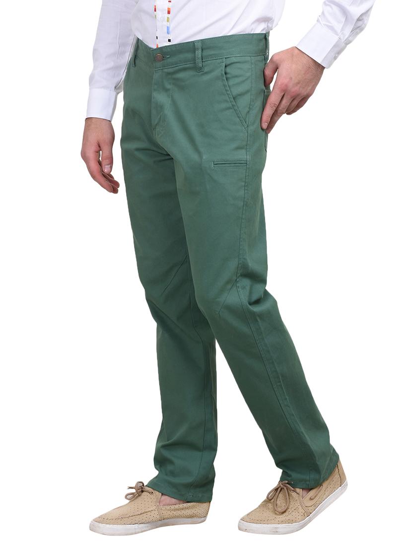 green cotton casual trousers - 10736847 - Zoom Image - 2