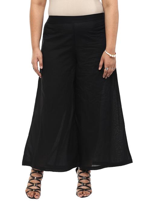 black cotton palazzos - 10742729 -  Standard Image - 0