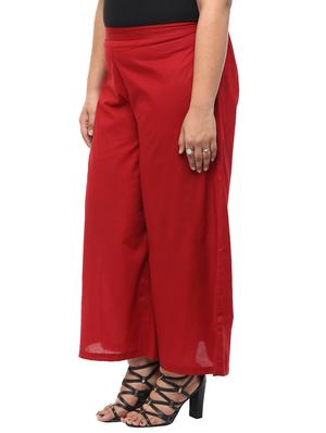 maroon cotton palazzos - 10742731 - Standard Image - 2