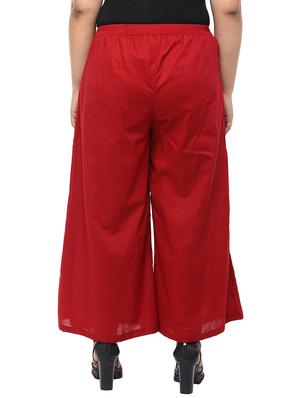 maroon cotton palazzos - 10742731 - Standard Image - 3