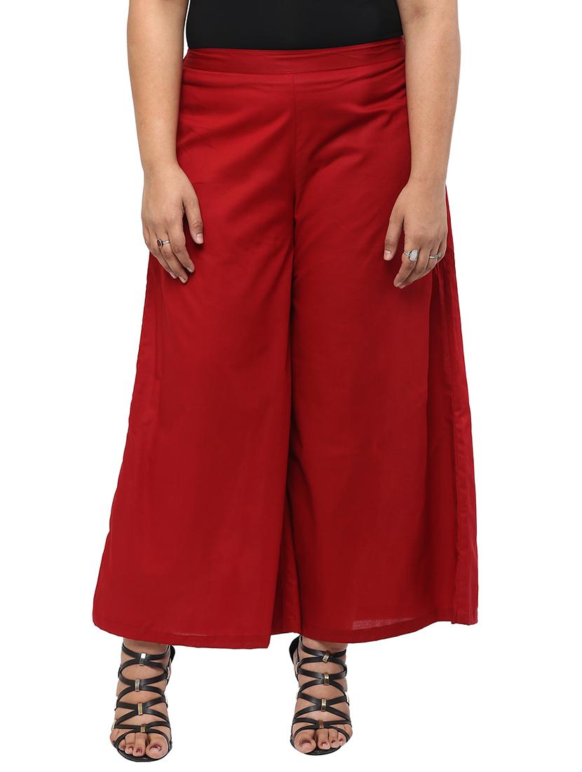 maroon cotton palazzos - 10742731 - Zoom Image - 1