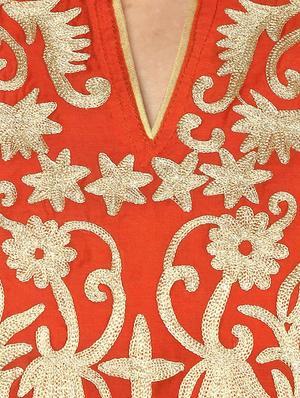 orange chanderi kurta - 10742737 - Standard Image - 4
