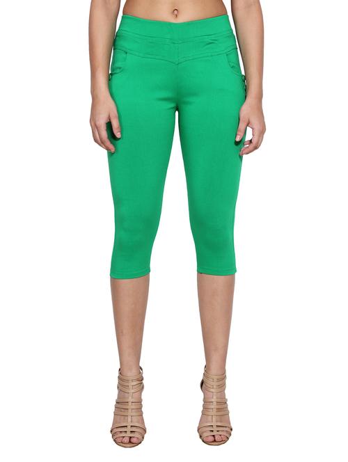 green naylon cotton lycra capris - 1074452 - Standard Image - 1