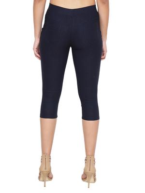 navyblue naylon cotton lycra capris - 1074455 - Standard Image - 3