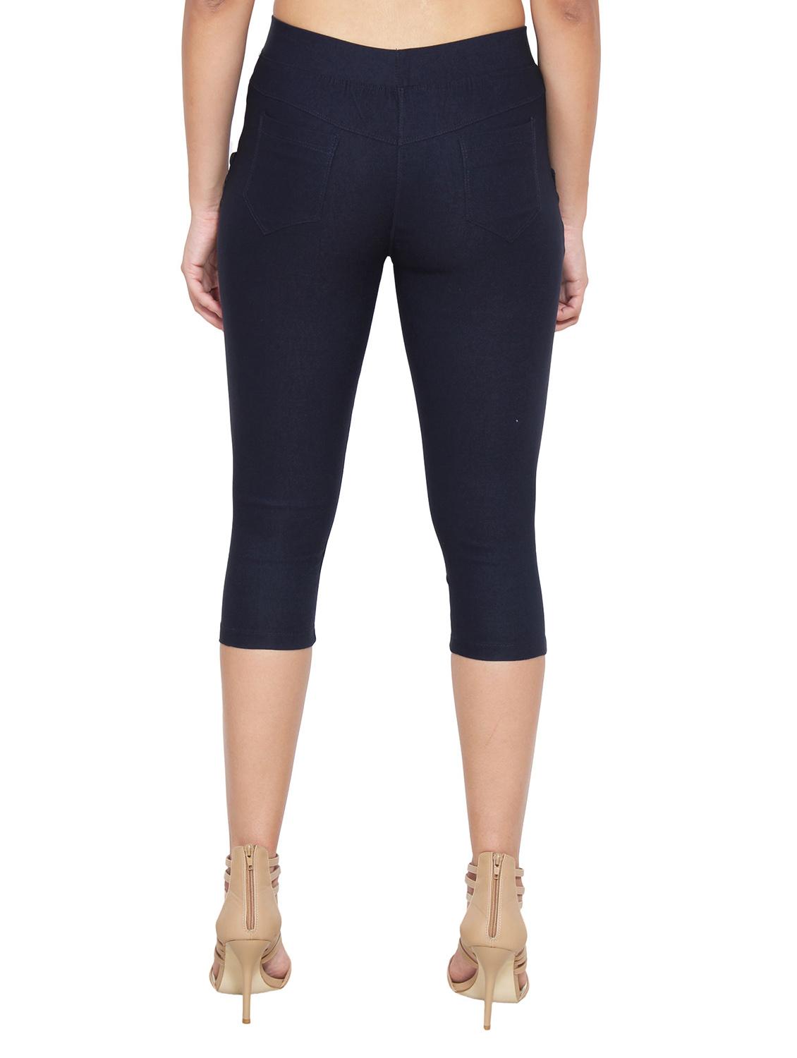 navyblue naylon cotton lycra capris - 1074455 - Zoom Image - 3