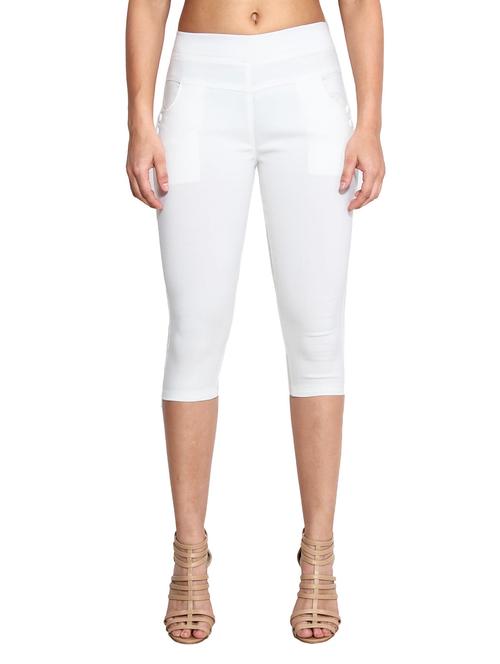 white naylon cotton lycra capris - 1074458 - Standard Image - 1