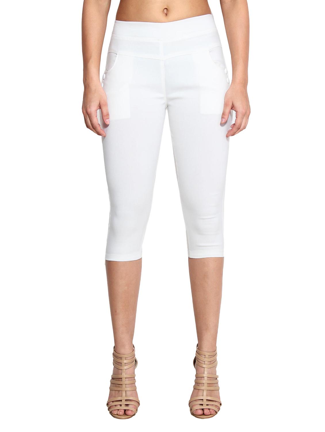 white naylon cotton lycra capris - 1074458 - Zoom Image - 1