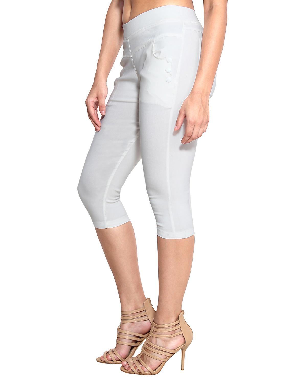 white naylon cotton lycra capris - 1074458 - Zoom Image - 2