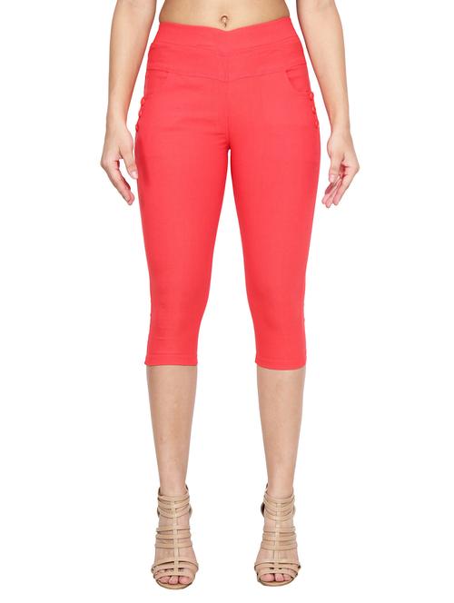 orange naylon cotton lycra capris - 1074459 - Standard Image - 1