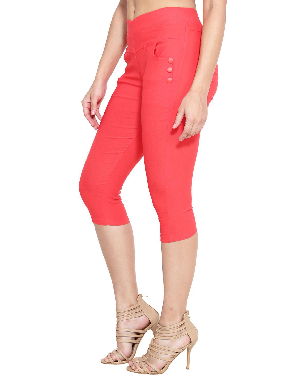 orange naylon cotton lycra capris - 1074459 - Zoom Image - 2