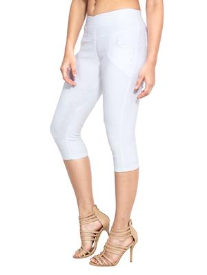 off white naylon cotton lycra capris - 1074460 - Standard Image - 2