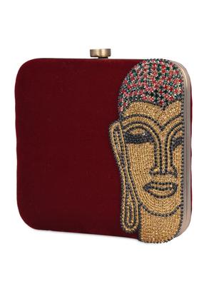 beaded buddha embellished velvet clutch bag - 1075708 - Standard Image - 5