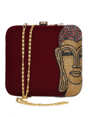 beaded buddha embellished velvet clutch bag - 1075708 - Standard Image - 6