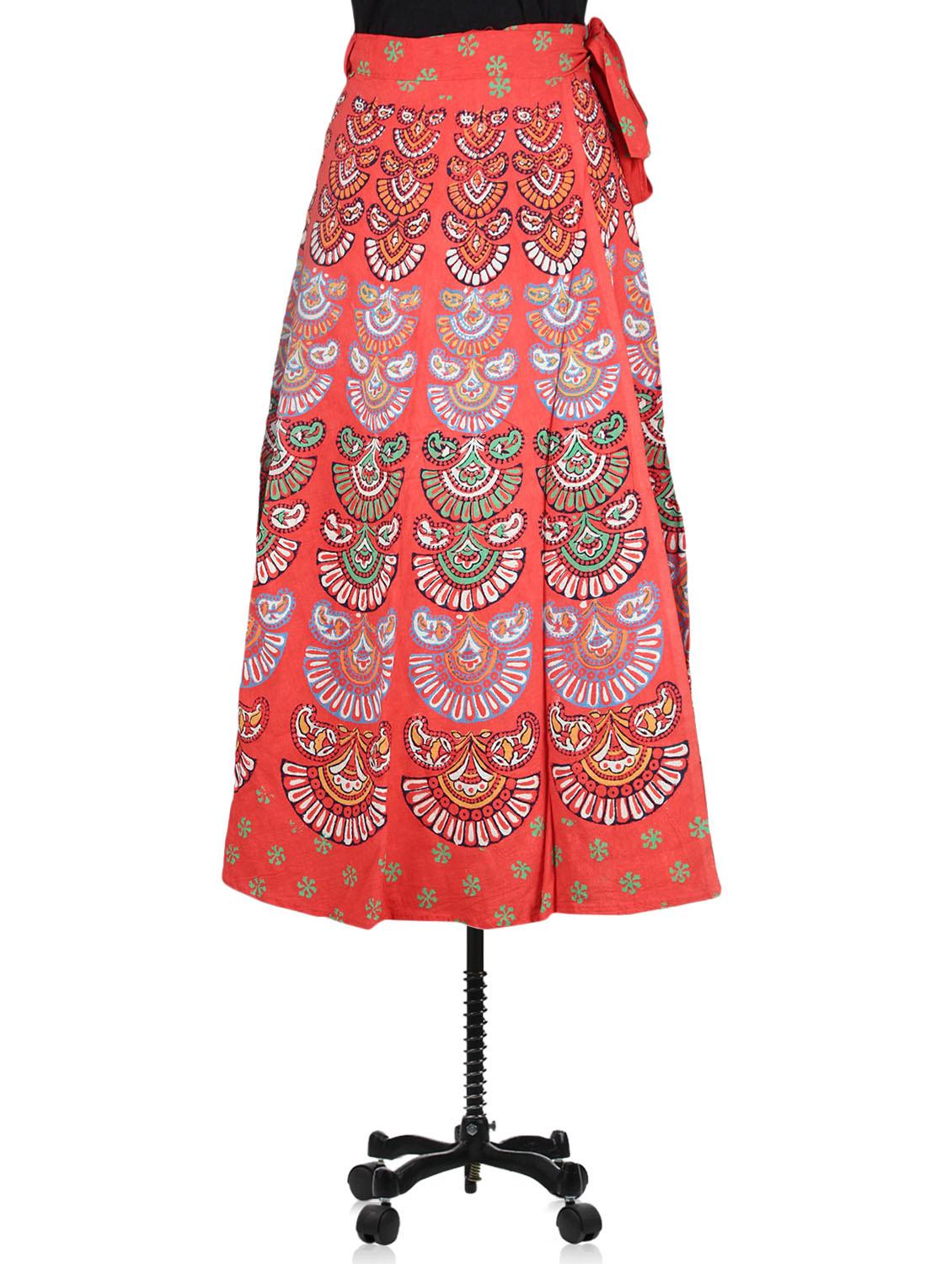 block printed long wrap skirt - 1076184 - Zoom Image - 2