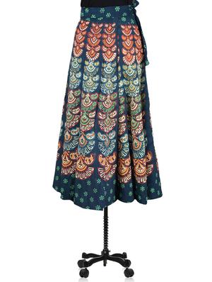 green printed cotton long wrap skirt - 1076186 - Standard Image - 2