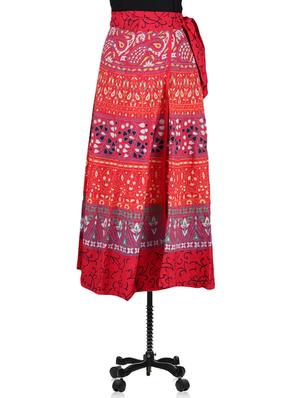 red printed long wrap skirt - 1076187 - Standard Image - 2