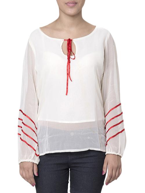 white polyester top - 10762271 - Standard Image - 1