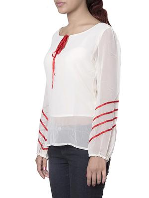 white polyester top - 10762271 - Standard Image - 2