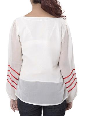 white polyester top - 10762271 - Standard Image - 3