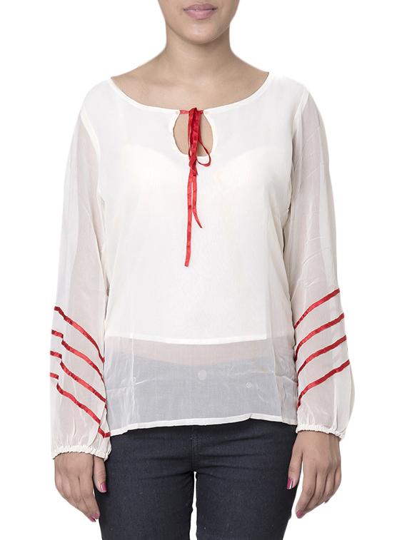 white polyester top - 10762271 - Zoom Image - 1