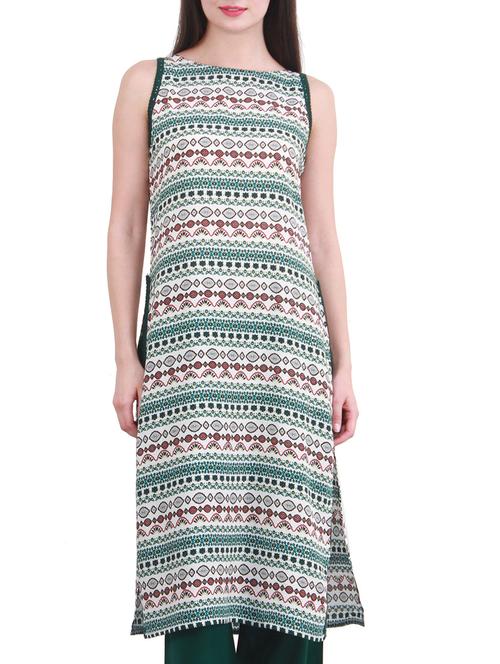 green cotton kurta - 10763476 - Standard Image - 1