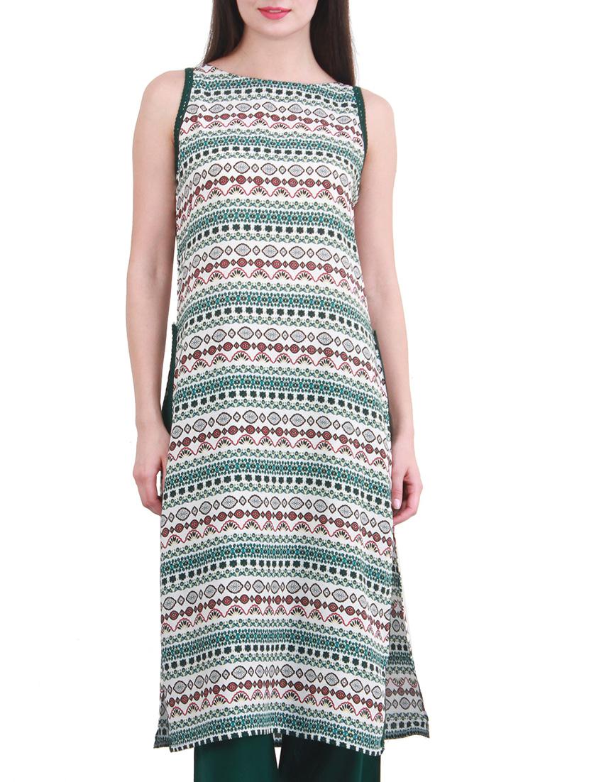 green cotton kurta - 10763476 - Zoom Image - 1