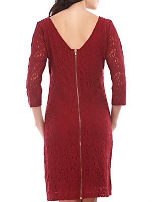 maroon back zip lace dress - 1077952 - Standard Image - 3