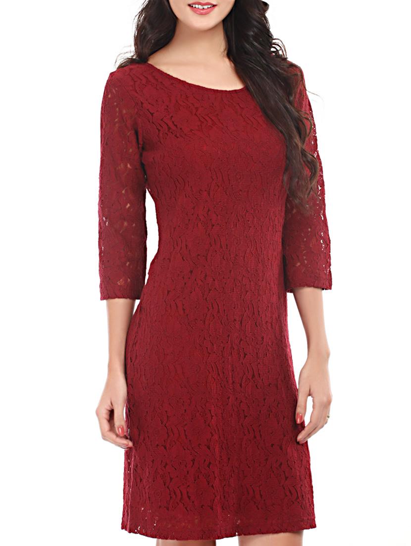 maroon back zip lace dress - 1077952 - Zoom Image - 2