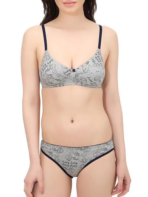 blue cotton bras and panty set - 10780168 - Standard Image - 1