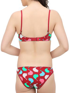 red cotton bras and panty set - 10780181 - Standard Image - 3