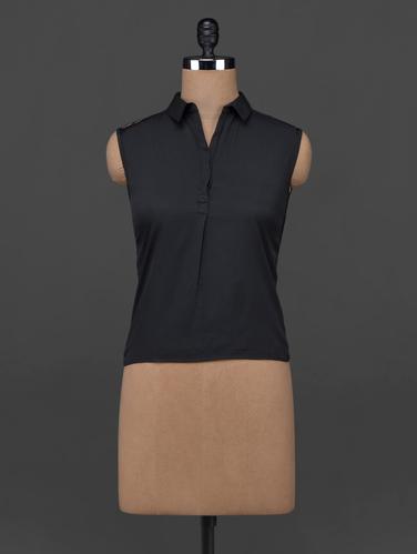 sleeveless lace back crepe top - 1078370 - Very Small Image - 1