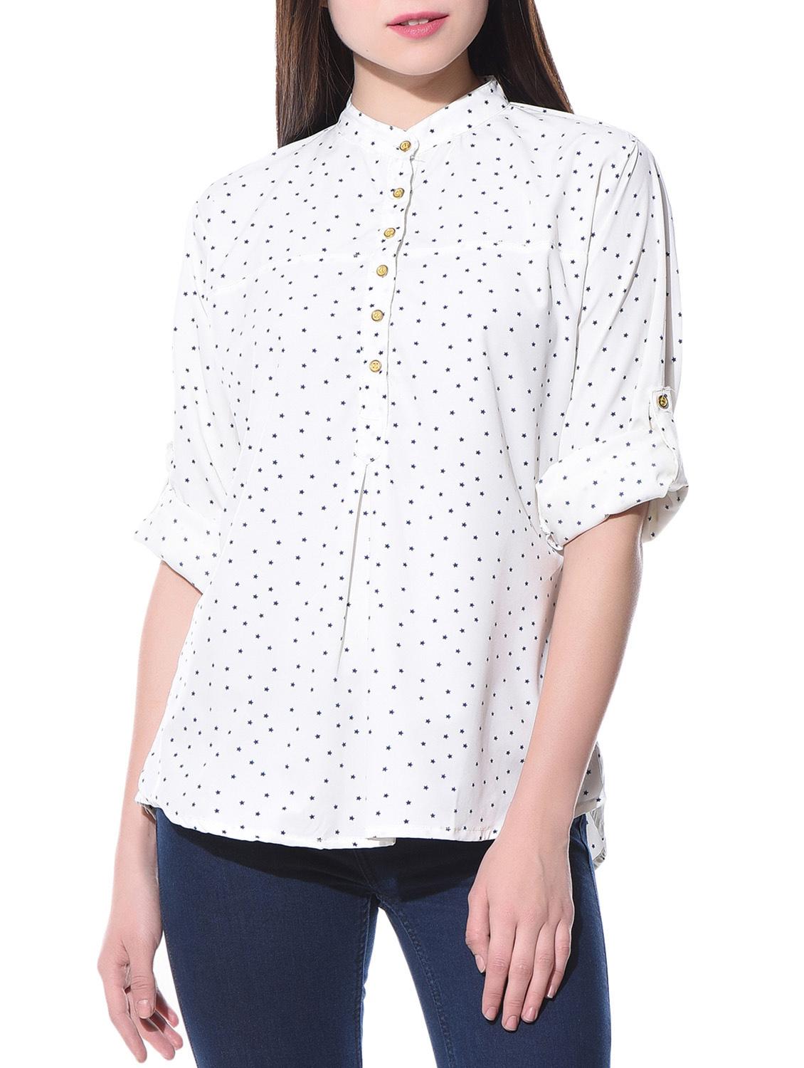little star poly crepe white top - 10790728 - Zoom Image - 1