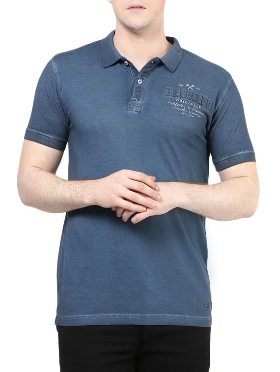 solid navy blue cotton t-shirt - 10795199 - Zoom Image - 1