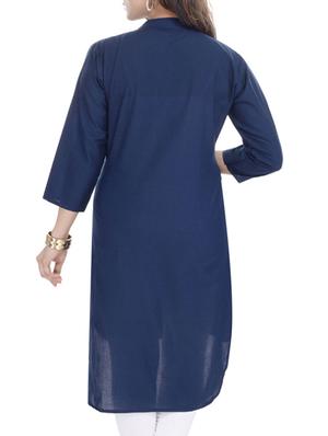 blue cotton solid straight kurta - 10806853 - Standard Image - 2