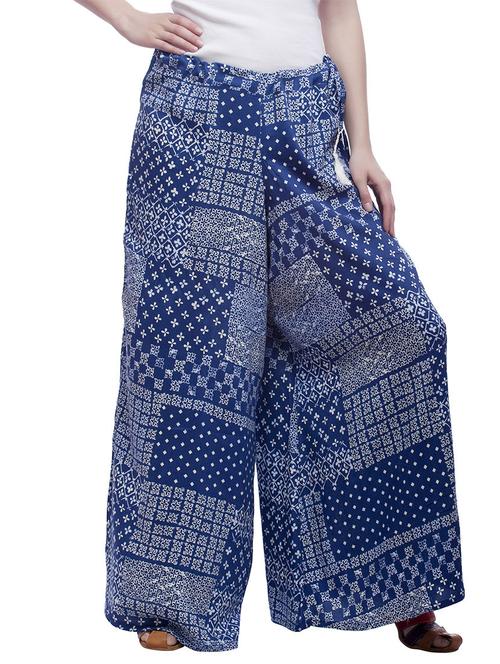 blue rayon palazzos - 10808164 - Standard Image - 1
